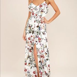 Lulu’s | Bloom On Ivory Floral Print Maxi Dress